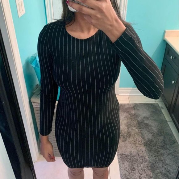 Dynamite Open-Back Lace and Pinstripe Dress in XS - Picture 1 of 2